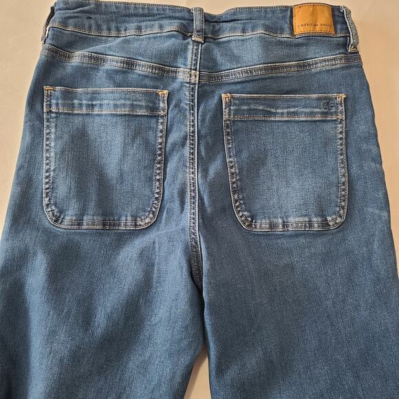 Womens American Eagle Super High-Rise Flare Button Fly Jeans Size 12 Blue - Picture 7 of 16
